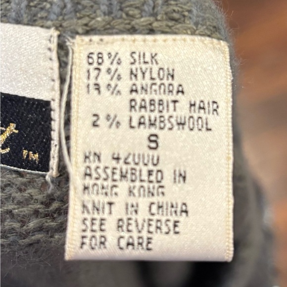 Dana Scott Silk Angora Rabbit Hair Lambswool Sequin Grey Crewneck Sweater Sz S - Picture 5 of 5